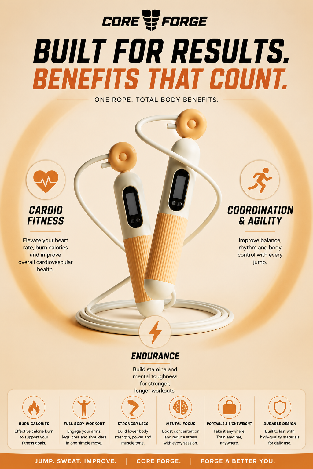 Core Forge Smart Counter Skipping Rope