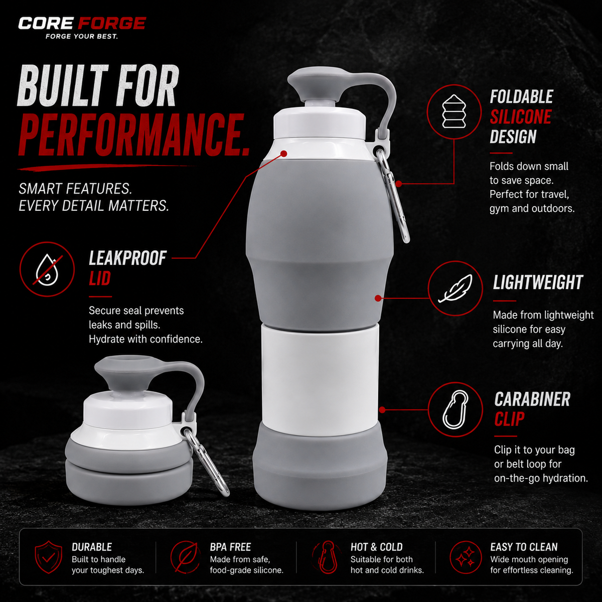 Core Forge Foldable Water Bottle